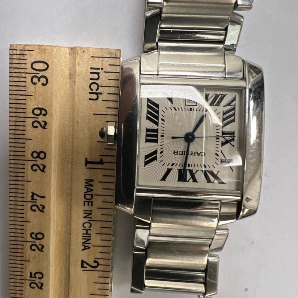 CARTIER TANK FRANCAISE AUTOMATIC STAINLESS STEEL 28mm WATCH - Picture 13 of 13
